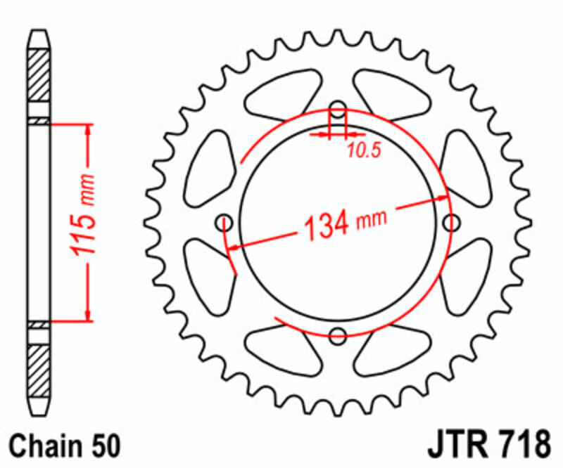 Corona JT SPROCKETS acero estándar 718 - Paso 530