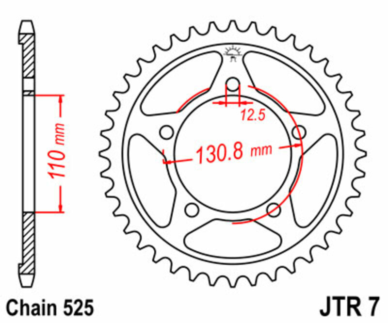 Corona JT SPROCKETS acero estándar 7 - Paso 525