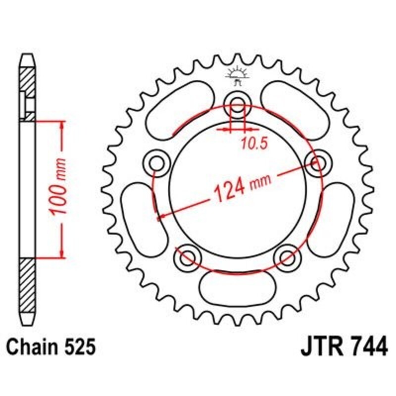 Corona JT 744 de acero con 38 dientes