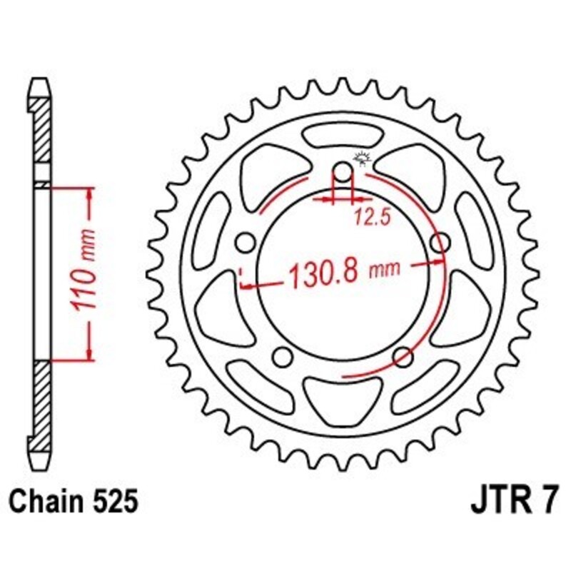 Corona JT 7 de zinc negro con 45 dientes