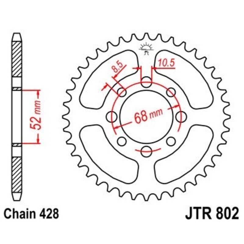 Corona JT 802 de acero con 39 dientes