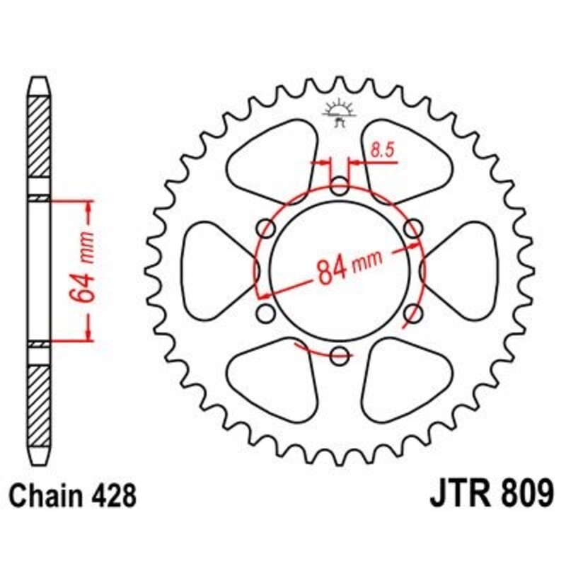Corona JT 809 de acero con 50 dientes