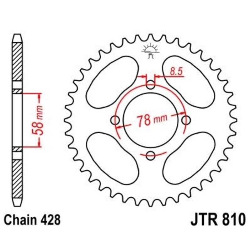 Corona JT 810 de acero con 37 dientes