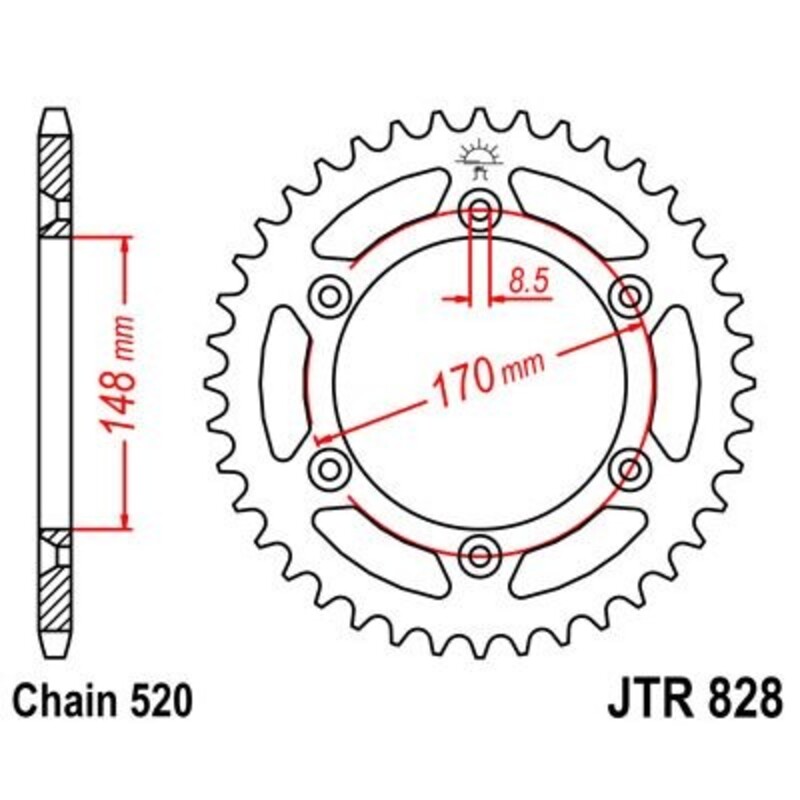 Corona JT 828 de acero con 46 dientes