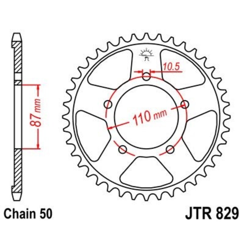 Corona JT 829 de zinc negro con 47 dientes