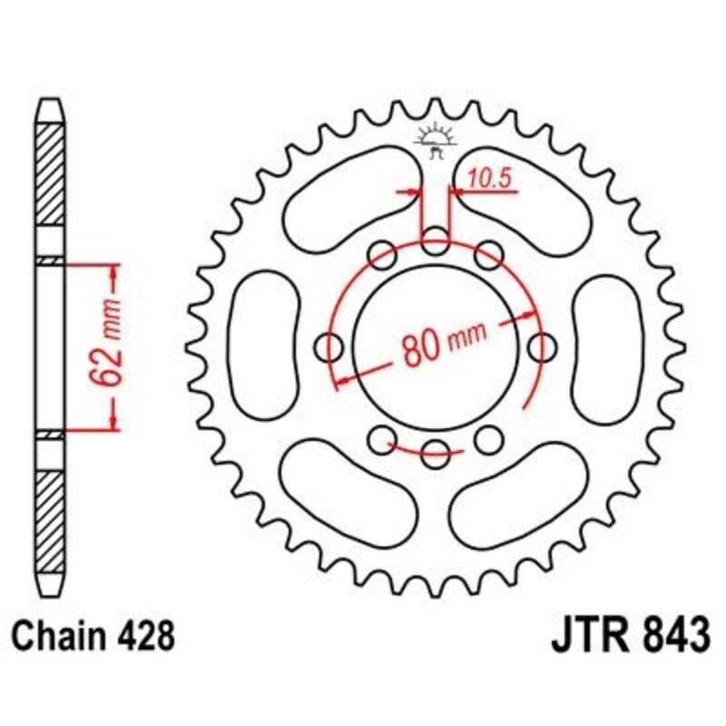 Corona JT 843 de acero con 51 dientes