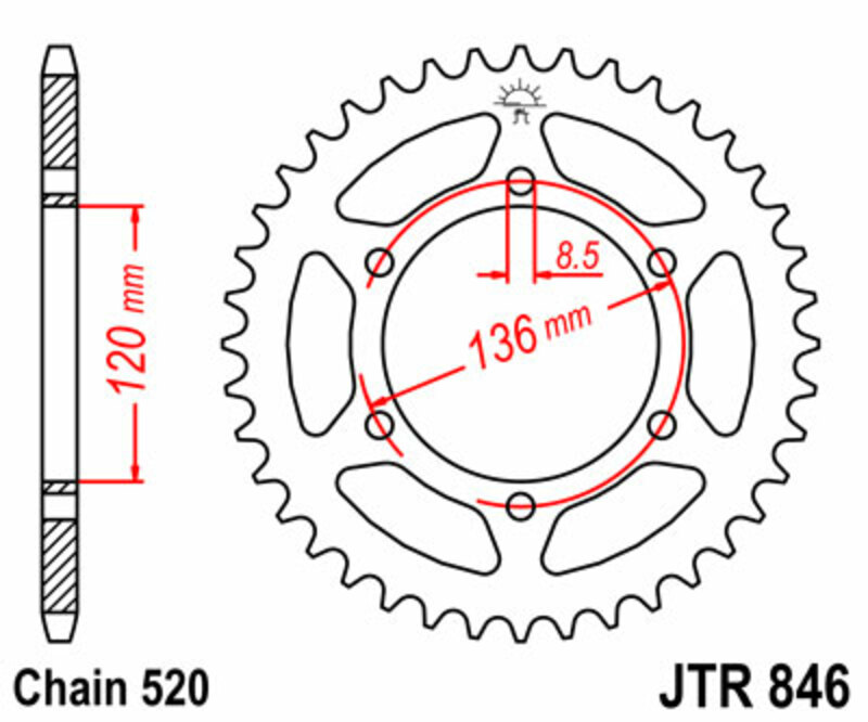 Corona JT 846 de acero con 39 dientes