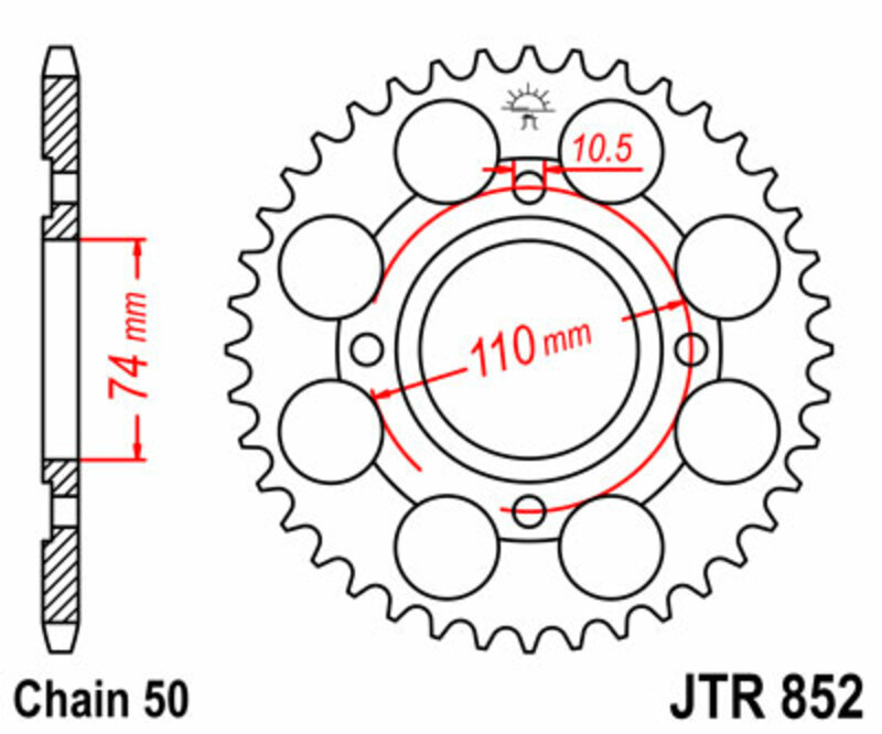 Corona JT 852 de acero con 41 dientes