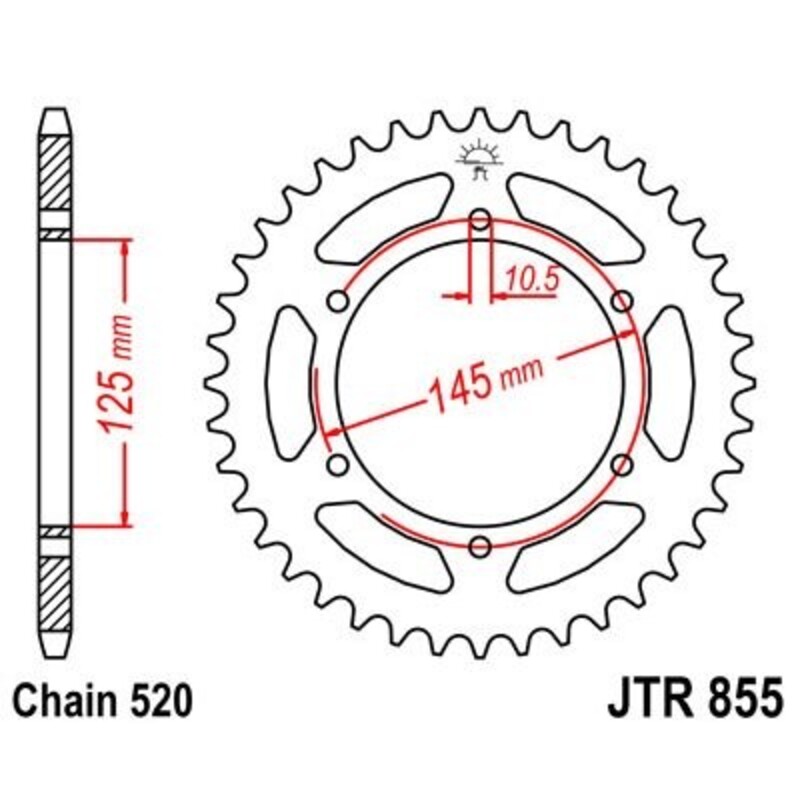 Corona JT 855 de zinc negro con 45 dientes