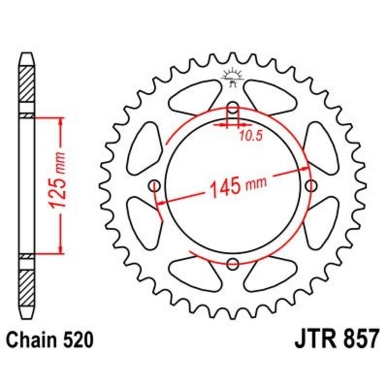 Corona JT 857 de zinc negro con 45 dientes