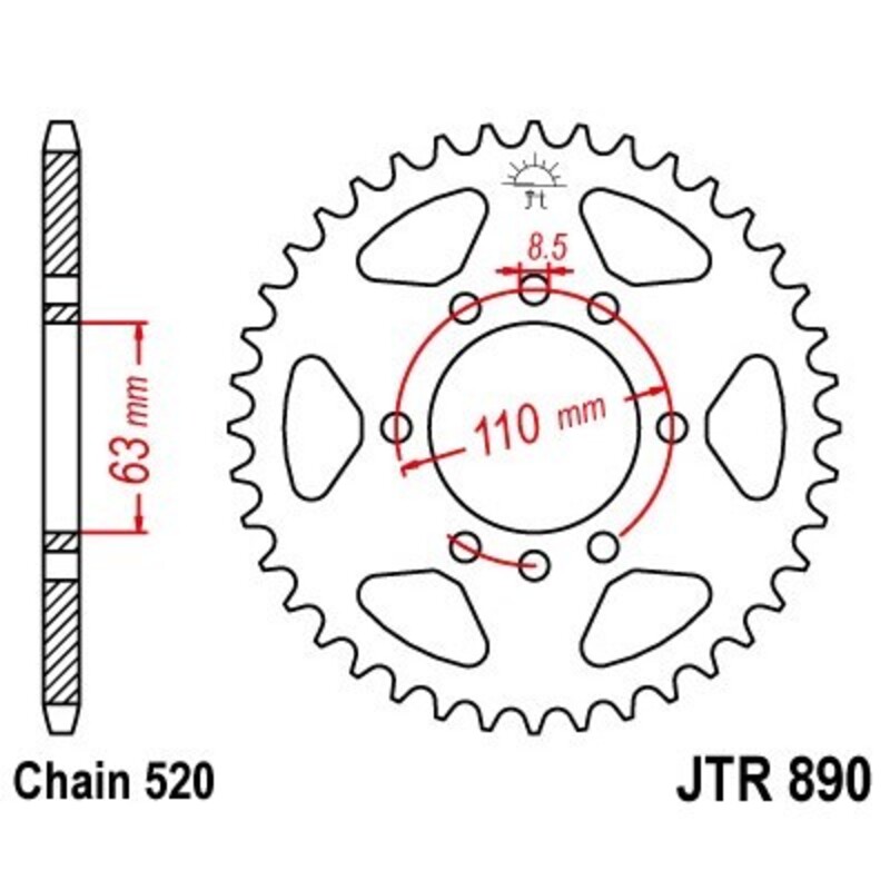 Corona JT 890 de zinc negro con 45 dientes