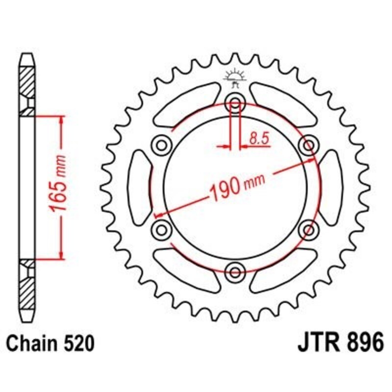 Corona JT 896 de acero con 50 dientes