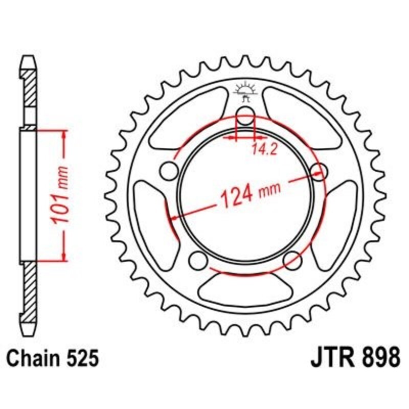 Corona JT 898 de acero con 37 dientes