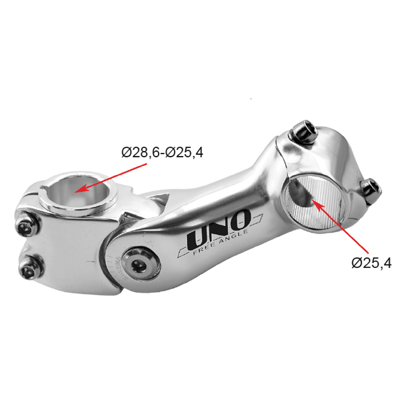 Potencia para bicicleta -10° / 40° UNO - 110 mm plata