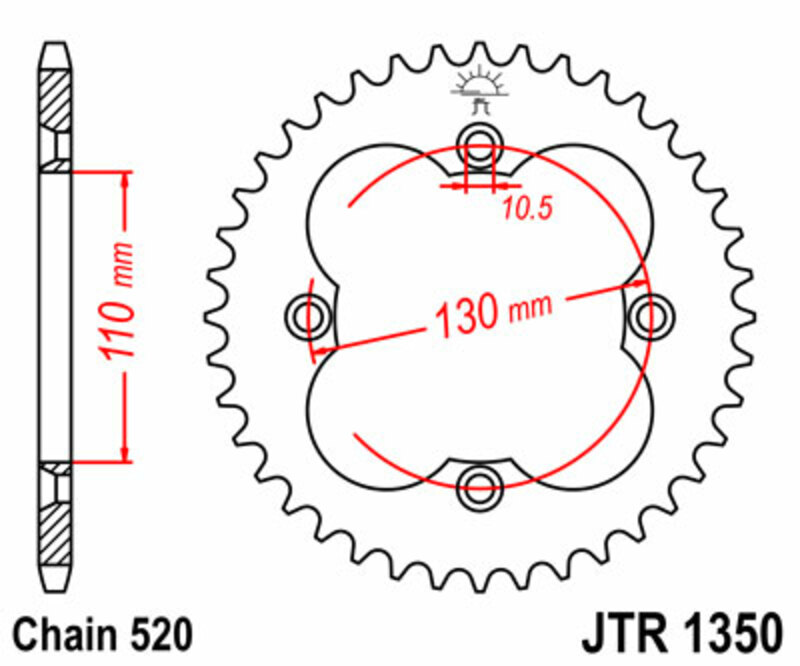 Corona JT SPROCKETS acero estándar 1350 - 520